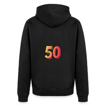 50 Number symbol - Unisex Premium Organic Zip Hoodie - black - Back - Nico (187cm)