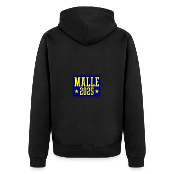 Malle 2025 - Unisex Premium Bio Zip Hoodie - Schwarz - Hinten - Nico (187cm)