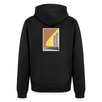 Big City Life - Rétro - Veste à capuche bio Premium Unisexe - noir - Dos - Nico (187cm)
