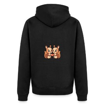Eichhörnchen Paar Valentinstag - Unisex Premium Bio Zip Hoodie - Schwarz - Hinten - Nico (187cm)