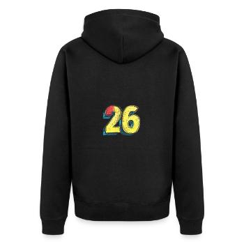 26 Zahl symbol - Unisex Premium Bio Zip Hoodie - Schwarz - Hinten - Nico (187cm)