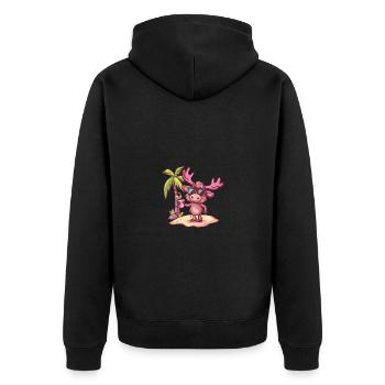 Elch Insel Sommer Palme - Unisex Premium Bio Zip Hoodie - Schwarz - Hinten - Nico (187cm)
