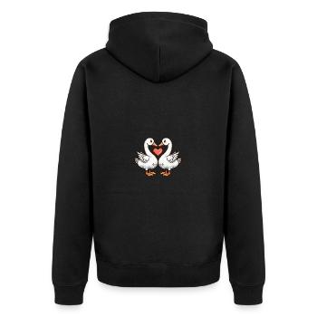Goose Couple Valentine's Day - Unisex Premium Organic Zip Hoodie - black - Back - Nico (187cm)