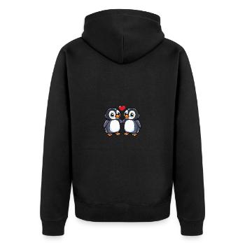Penguin Couple Valentine's Day - Unisex Premium Organic Zip Hoodie - black - Back - Nico (187cm)