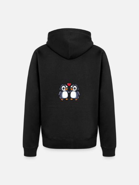 Penguin Couple Valentine's Day - Unisex Premium Organic Zip Hoodie - black