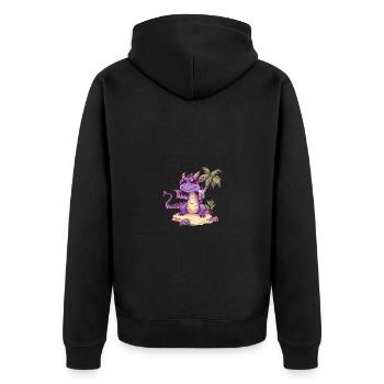 Drache Sommer Urlaub - Unisex Premium Bio Zip Hoodie - Schwarz - Hinten - Nico (187cm)