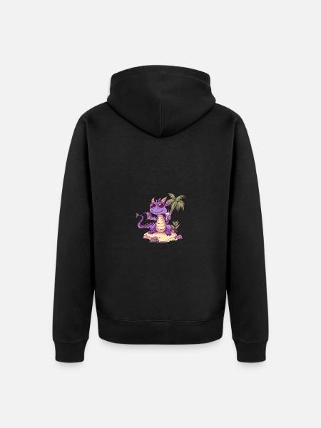 Drache Sommer Urlaub - Unisex Premium Bio Zip Hoodie - Schwarz