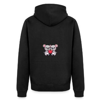 Koala Paar Valentinstag - Unisex Premium Bio Zip Hoodie - Schwarz - Hinten - Nico (187cm)