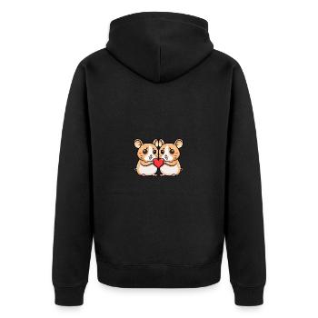 Hamster Couple Valentine's Day - Unisex Premium Organic Zip Hoodie - black - Back - Nico (187cm)