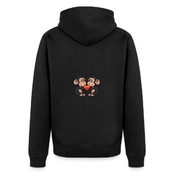 Affe Paar Verliebt Valentinstag - Unisex Premium Bio Zip Hoodie - Schwarz - Hinten - Nico (187cm)