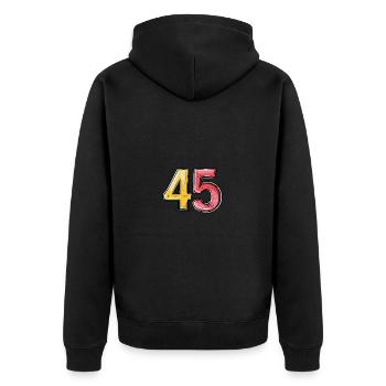 45 Zahl symbol - Unisex Premium Bio Zip Hoodie - Schwarz - Hinten - Nico (187cm)