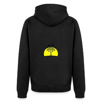 Insel Palme Sommer Sonne - Unisex Premium Bio Zip Hoodie - Schwarz - Hinten - Nico (187cm)