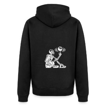 Halloween Skeleton Play with Skeleton Hand Ball - Unisex Premium Organic Zip Hoodie - black - Back - Nico (187cm)