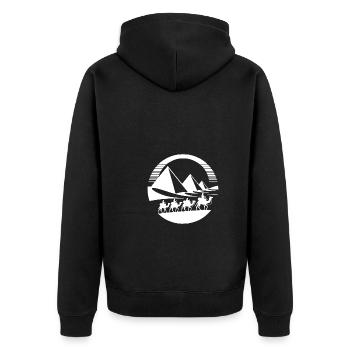 Ägyptische Silhouette Pyramiden und Kamelkarawane - Unisex Premium Bio Zip Hoodie - Schwarz - Hinten - Nico (187cm)