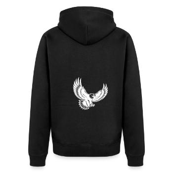 Majestätischer Raubvogel mit gespreizten Krallen - Unisex Premium Bio Zip Hoodie - Schwarz - Hinten - Nico (187cm)