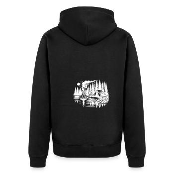 Wald Camping am See Naturerlebnis - Unisex Premium Bio Zip Hoodie - Schwarz - Hinten - Nico (187cm)