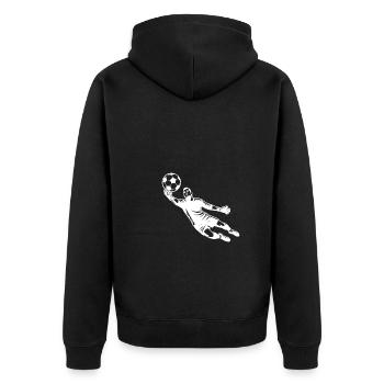 Le gardien de but de football saute pour sauver le ballon - Veste à capuche bio Premium Unisexe - noir - Dos - Nico (187cm)