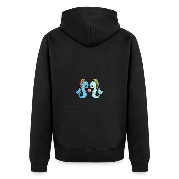 Hippocampe Couple Saint-Valentin - Veste à capuche bio Premium Unisexe - noir - Dos - Nico (187cm)