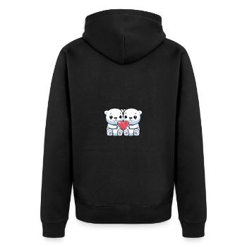 Eisbär Paar Valentinstag - Unisex Premium Bio Zip Hoodie - Schwarz - Hinten - Nico (187cm)