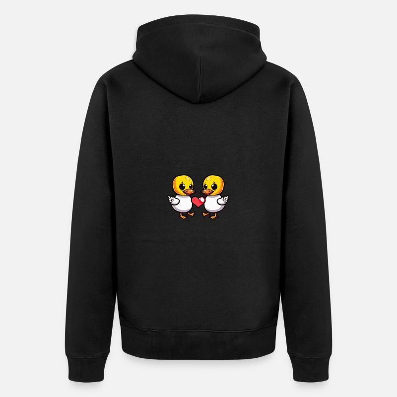 Canard Couple Saint-Valentin - Veste à capuche bio Premium Unisexe - noir
