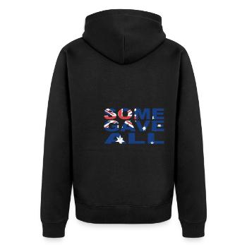 SOME GAVE ALL - Unisex Premium Bio Zip Hoodie - Schwarz - Hinten - Nico (187cm)