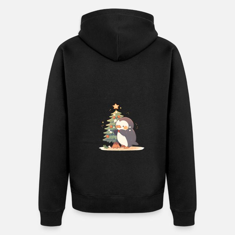 Christmas tree penguin - Unisex Premium Bio Zip Hoodie - Schwarz