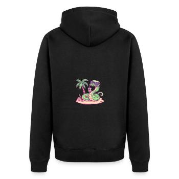 Schlange Kobra Insel Sommer Palme - Unisex Premium Bio Zip Hoodie - Schwarz - Hinten - Nico (187cm)