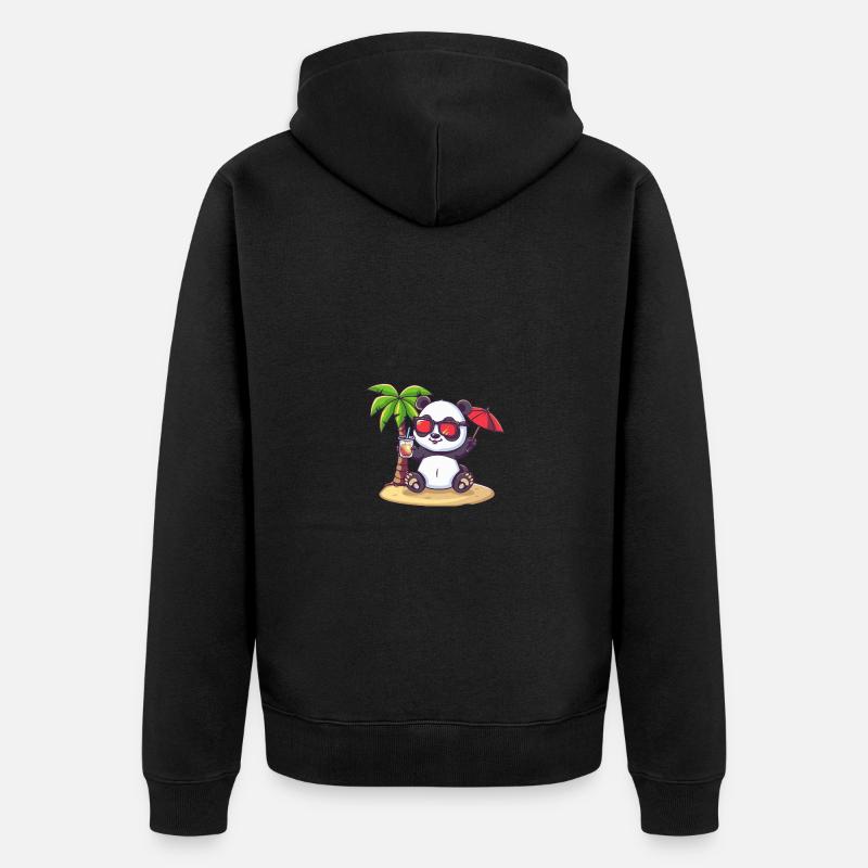 Palmier d’été de l’île aux pandas - Veste à capuche bio Premium Unisexe - noir