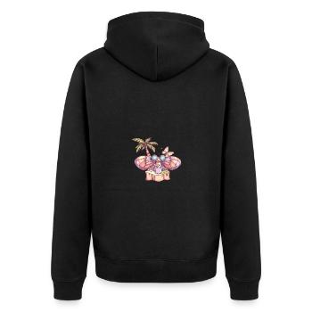 Butterfly Summer Holiday - Unisex Premium Organic Zip Hoodie - black - Back - Nico (187cm)