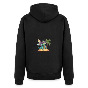 Libelle Sommer Urlaub - Unisex Premium Bio Zip Hoodie - Schwarz - Hinten - Nico (187cm)