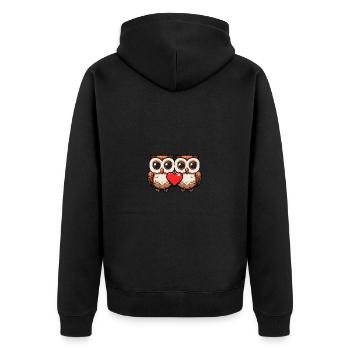Owl Couple Valentine's Day - Unisex Premium Organic Zip Hoodie - black - Back - Nico (187cm)