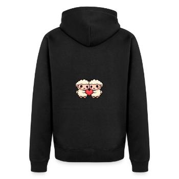 Schaf Paar Valentinstag - Unisex Premium Bio Zip Hoodie - Schwarz - Hinten - Nico (187cm)