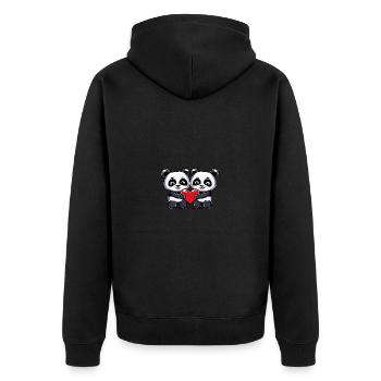Panda Paar Valentinstag - Unisex Premium Bio Zip Hoodie - Schwarz - Hinten - Nico (187cm)