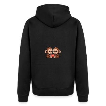 Singe Couple Coeur Saint Valentin - Veste à capuche bio Premium Unisexe - noir - Dos - Nico (187cm)