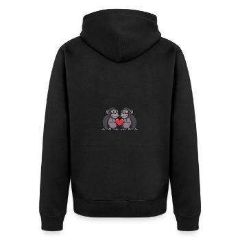 Couple de gorilles Saint-Valentin - Veste à capuche bio Premium Unisexe - noir - Dos - Nico (187cm)