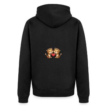 Leopard Paar Valentinstag - Unisex Premium Bio Zip Hoodie - Schwarz - Hinten - Nico (187cm)