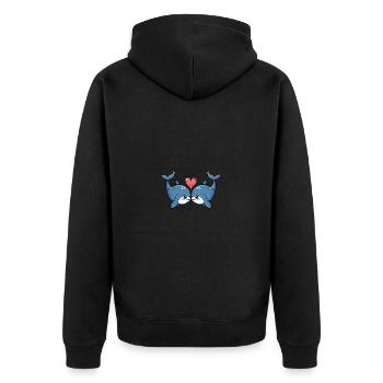Wal Paar Valentinstag - Unisex Premium Bio Zip Hoodie - Schwarz - Hinten - Nico (187cm)