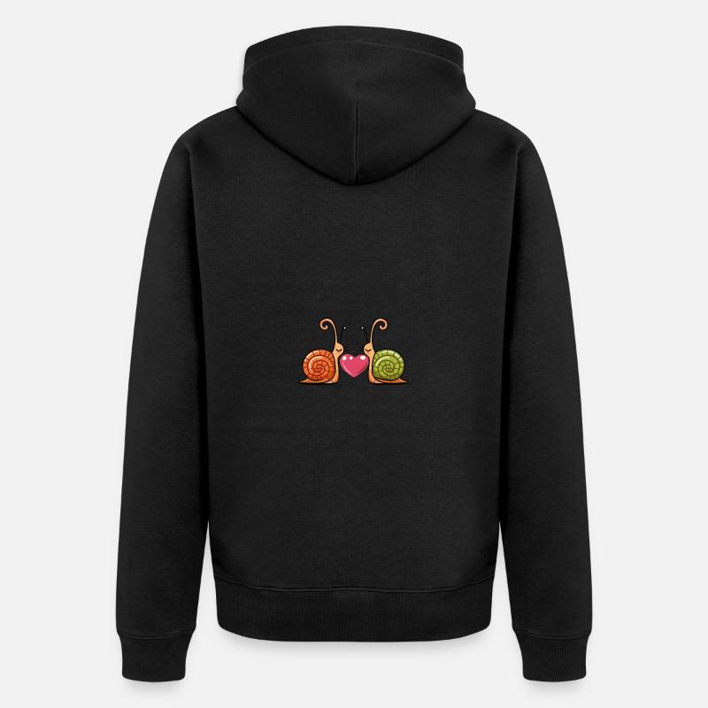 Escargot Couple Saint-Valentin - Veste à capuche bio Premium Unisexe - noir