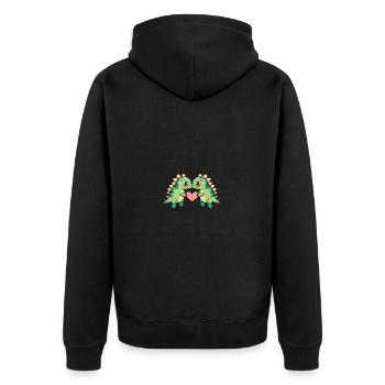 Dinosaure stégosaure couple coeur Saint-Valentin - Veste à capuche bio Premium Unisexe - noir - Dos - Nico (187cm)