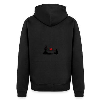 Hochzeit Brautpaar Leine Herz - Unisex Premium Bio Zip Hoodie - Schwarz - Hinten - Nico (187cm)