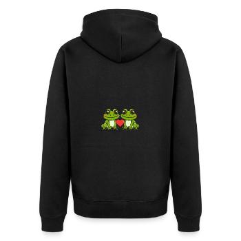 Frosch Paar Valentinstag - Unisex Premium Bio Zip Hoodie - Schwarz - Hinten - Nico (187cm)