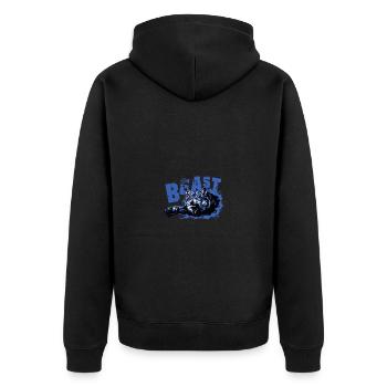 wolf beast - Unisex Premium Bio Zip Hoodie - Schwarz - Hinten - Nico (187cm)