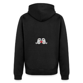 Couple de phoques Saint-Valentin - Veste à capuche bio Premium Unisexe - noir - Dos - Nico (187cm)
