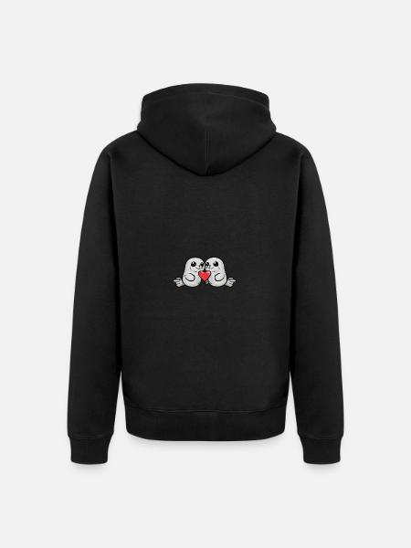 Foka para Walentynki - Ekologiczna rozpinana bluza z kapturem Premium unisex - czarny