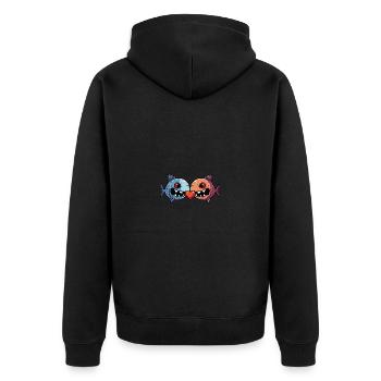 Piranha Paar Fische Valentinstag - Unisex Premium Bio Zip Hoodie - Schwarz - Hinten - Nico (187cm)
