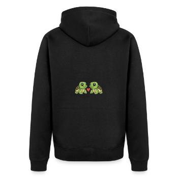 Schildkröte Paar Valentinstag - Unisex Premium Bio Zip Hoodie - Schwarz - Hinten - Nico (187cm)