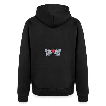 Elephant Couple Valentine's Day - Unisex Premium Organic Zip Hoodie - black - Back - Nico (187cm)
