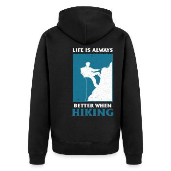 Climbing Climbers Mountains Climbing Wall Kletterdad - Unisex Premium Organic Zip Hoodie - black - Back - Nico (187cm)
