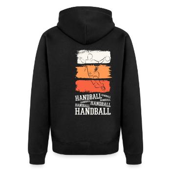 Handball Handball Player HandballEr Vintage Retro - Unisex Premium Organic Zip Hoodie - black - Back - Nico (187cm)