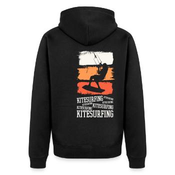 Kitesurfen Kitesurf Kitesurfer Kiten Kiteboarden - Unisex Premium Bio Zip Hoodie - Schwarz - Hinten - Nico (187cm)